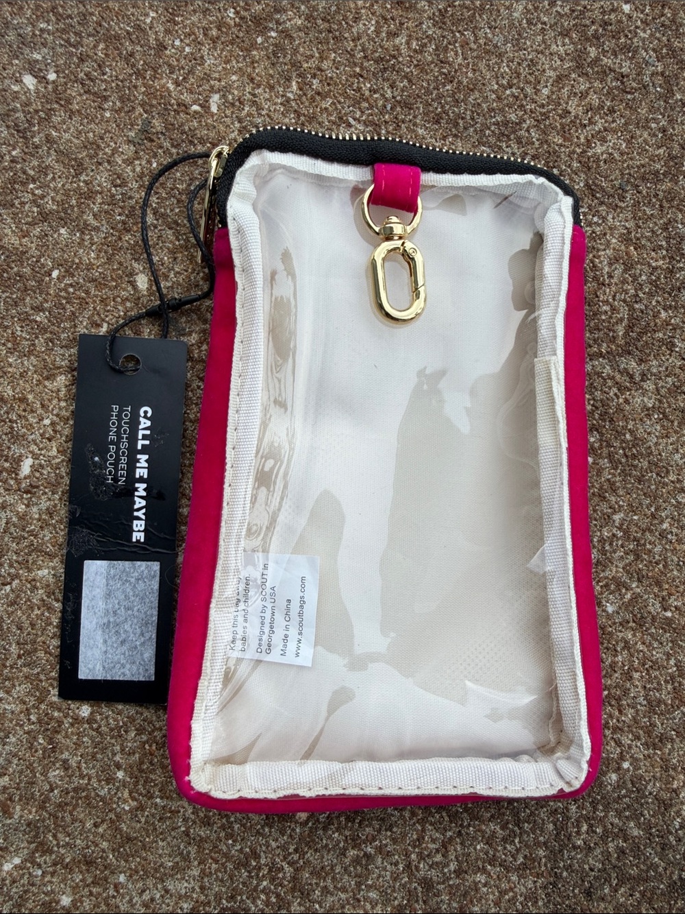 SCOUT Hot Pink Clear Phone Pouch with Gold Hardware. FITS NEW IPHONES-NWT